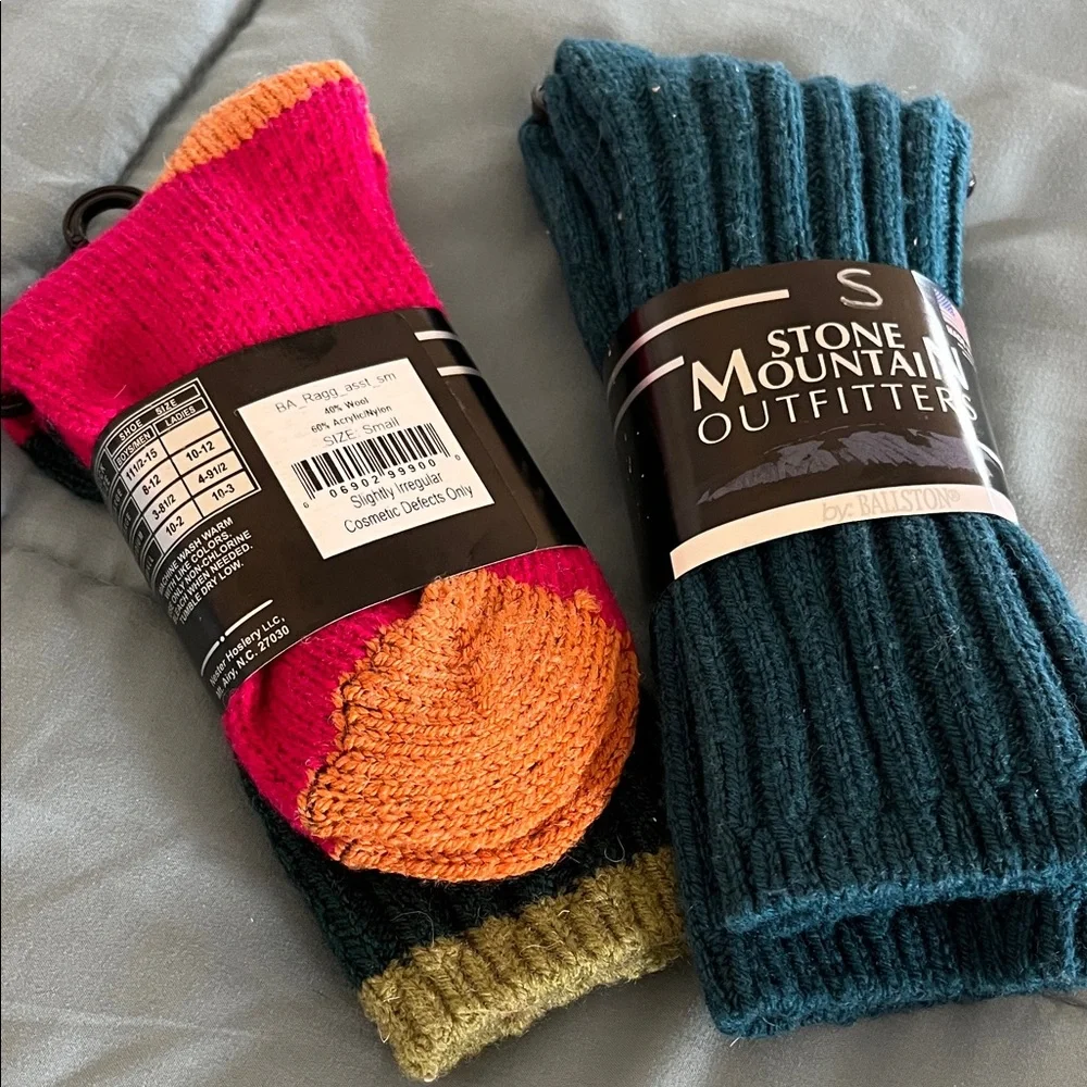 Stone Mountain Accessories Ribbed Crew Socks — Teal, Dark Green & Pink - Picture 5 of 10